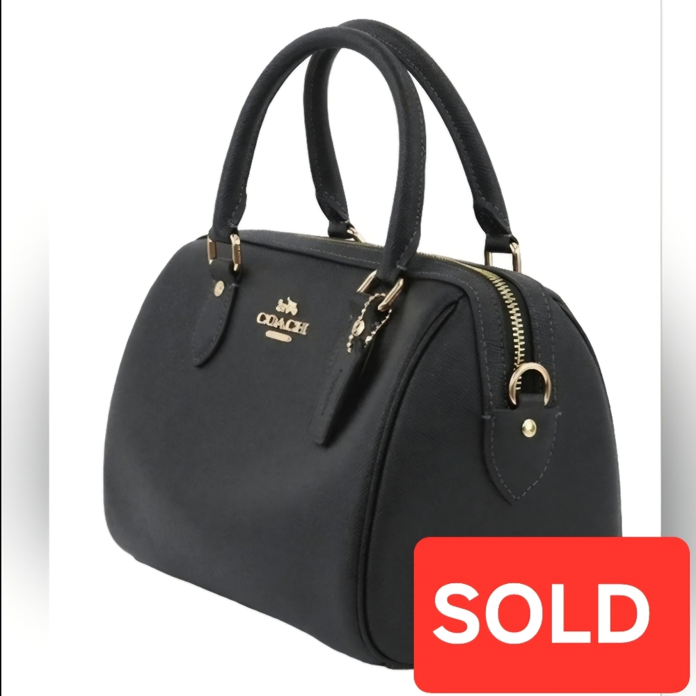 COACH Rowan Satchel Bag Black Refined Pebble Leather (NWT) - Picture 1 of 13